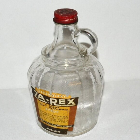 Vintage Glass Bottle Za-Rex Fruit Flavored Syrup Strawberry Kitchen Decor - Picture 5 of 8